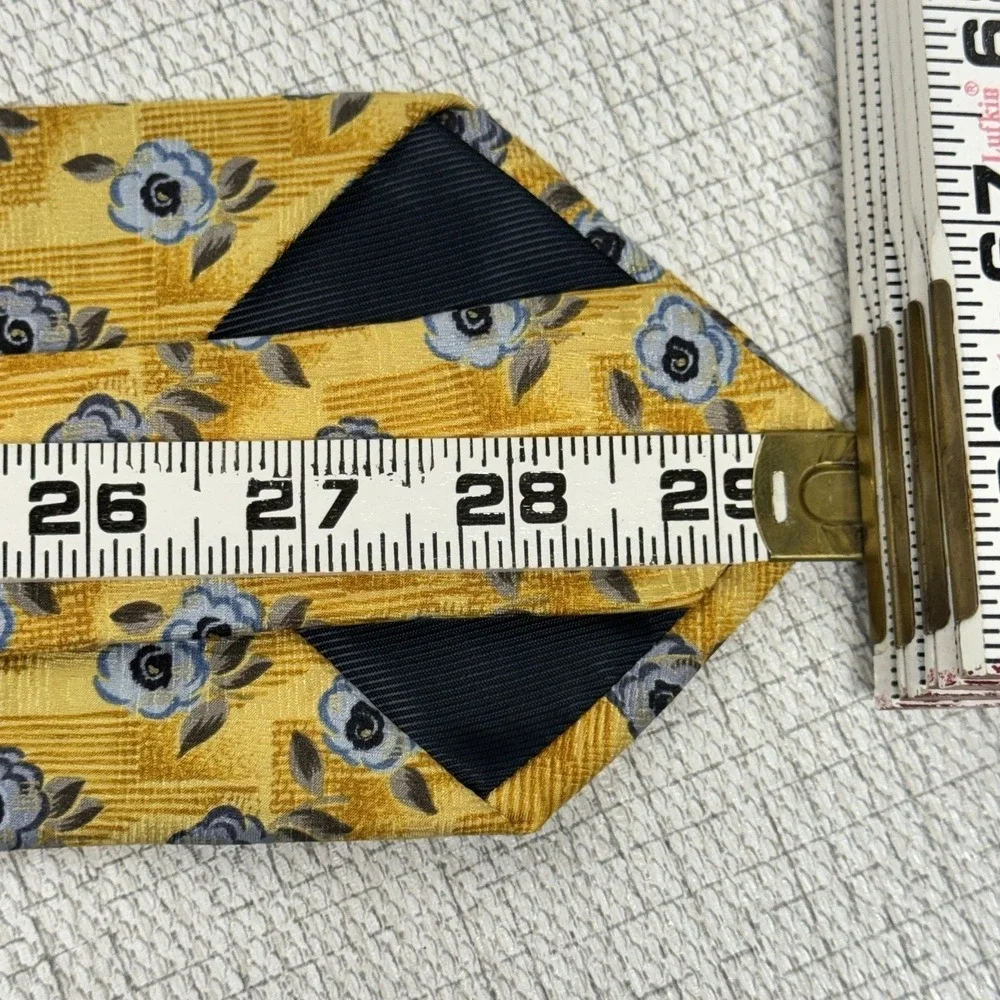 Villa‎ Bolgheri Necktie Mens Gold Blue Floral Silk Italy Wedding Dapper Classic